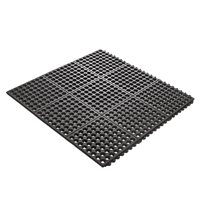 Plancha de piso antifatiga de caucho natural de SODECA, diseñada para confort en áreas de trabajo.