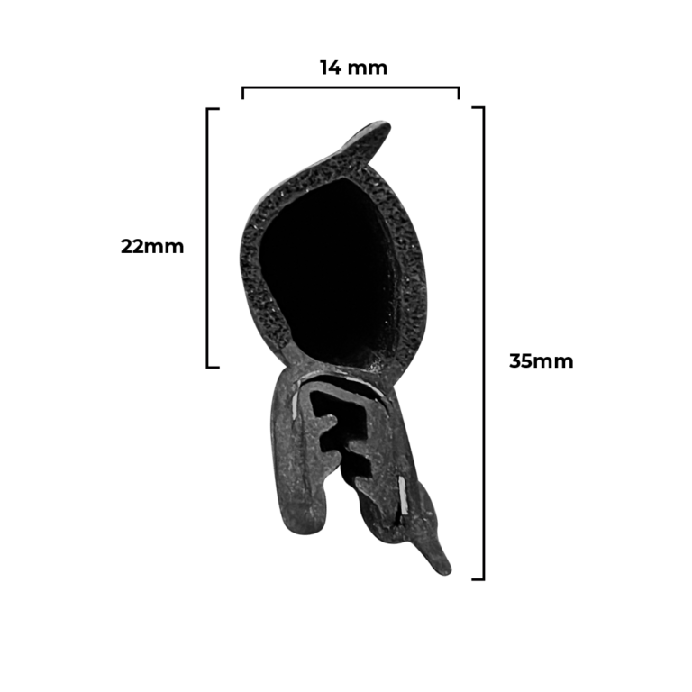 Perfiles de caucho para puerta de vehículos PBG 341 de SODECA, diseñados para sellado y protección.