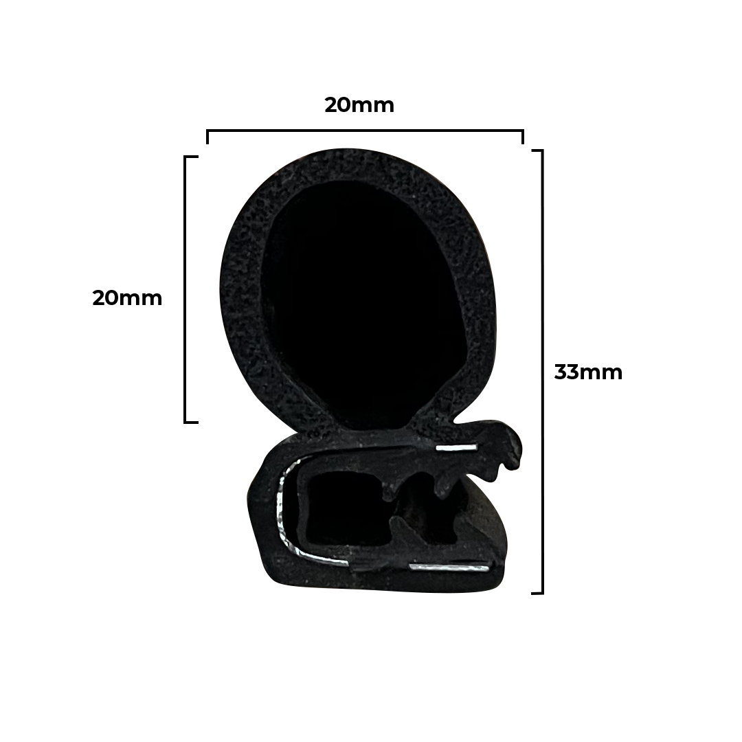 Perfiles de caucho para puerta de vehículos PBG 384 de SODECA, diseñados para sellado y protección.